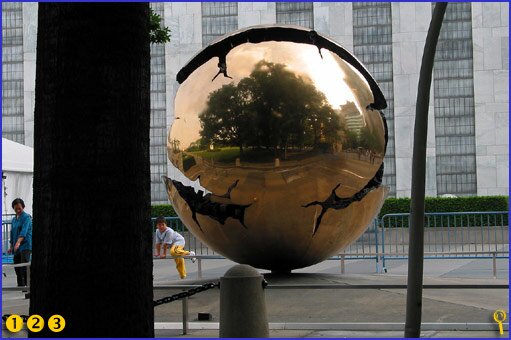 Sculpture at entrance to U.N. grounds